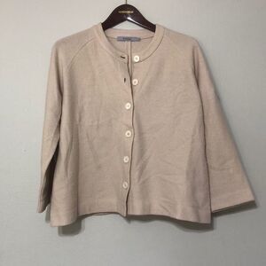 Silkwear Women’s S Small Beige / Cream Loose Poncho Fit Wool Button up Cardigan